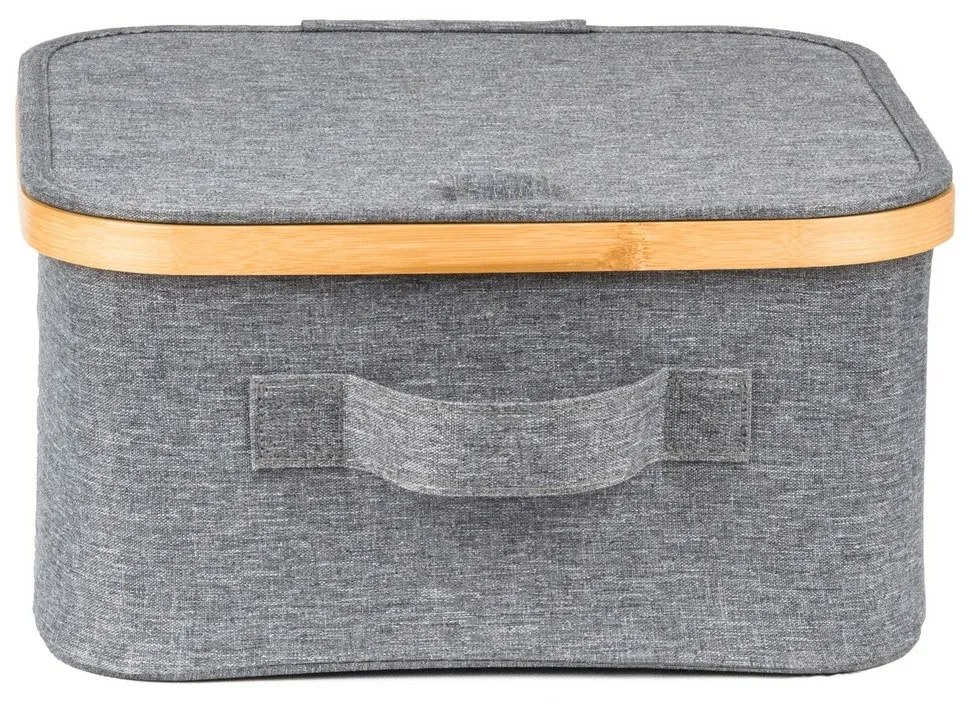 Úložný box G21 30 x 30 x 15 cm, bambusový s vekom, sivý