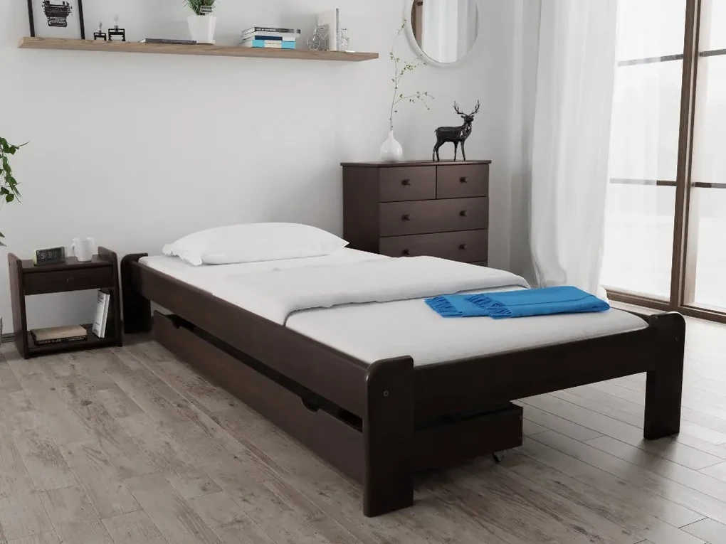 Posteľ Ada 80 x 200 cm, orech Rošt: S latkovým roštom, Matrac: Matrac DELUXE 10 cm