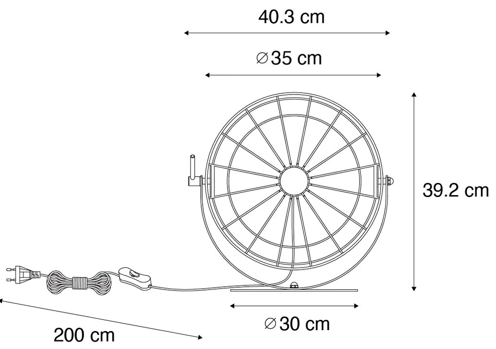 Priemyselná stolná lampa čierna nastaviteľná - Hanze