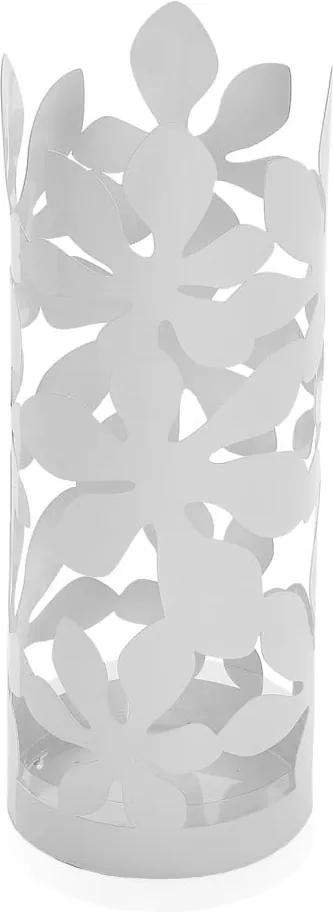 Biely kovový stojan na dáždniky Versa Flores, výška 49 cm