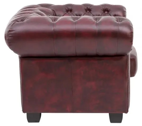 furniture-nabytek.cz - Chesterfield kreslo z pravej kože, červené – 100×90×72 cm