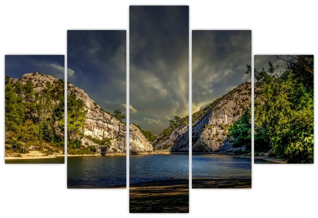 Obraz krajiny s jazerom (150x105 cm)