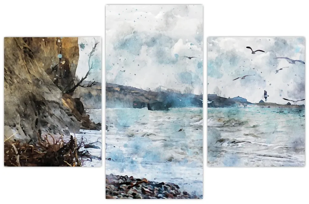 Obraz - Útes, akvarel (90x60 cm)