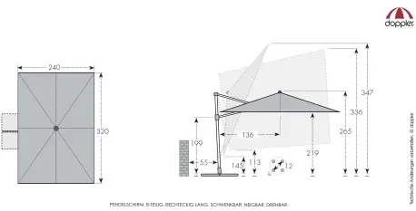Doppler myZone 320 x 240 cm -  záhradný naklápací bočný slnečník : Barvy slunečníků - 820