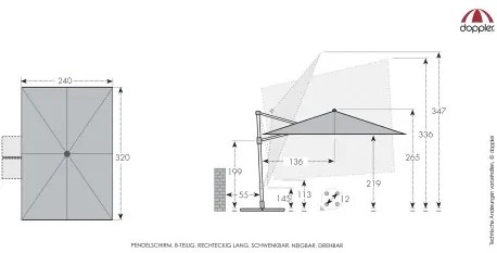 Doppler myZone 320 x 240 cm -  záhradný naklápací bočný slnečník : Barvy slunečníků - 827