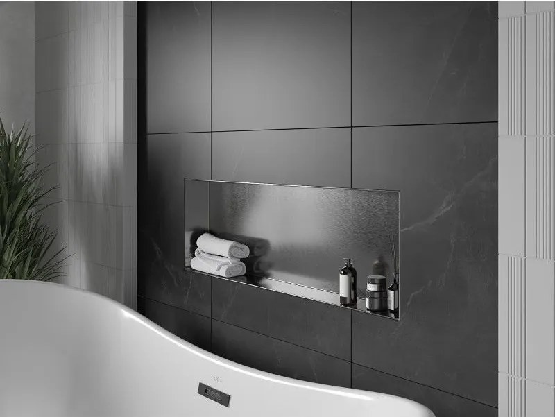 Mexen X-Wall-NR, polica na zapustenie bez príruby 90 x 30 cm, grafitová matná - 19E1903010