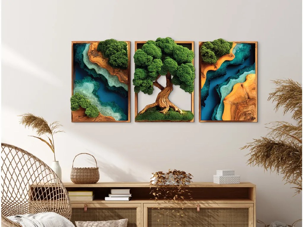 drevko |  Trojdielny machový Strom života Sila (UV tlač)  50 x 1095 cm