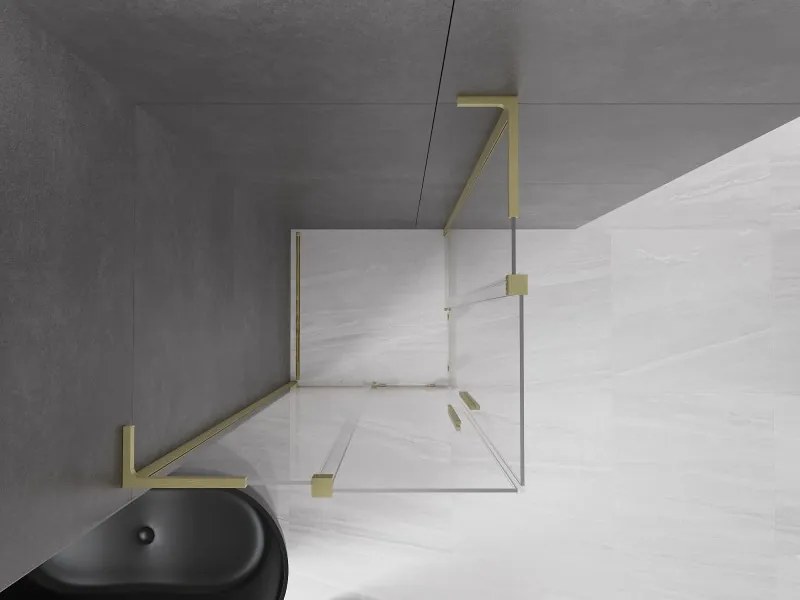 Mexen Velar L Duo, sprchový kút s posuvnými dverami 80 x 80 cm, 8mm číre sklo, zlatá matná, 871-080-080-02-03-55