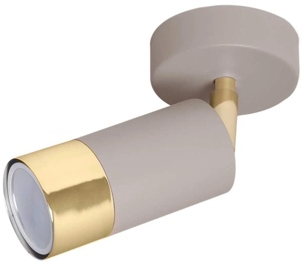 Bodové svietidlo Hugo, 1x béžové/zlaté kovové tienidlo, (možnosť polohovania)