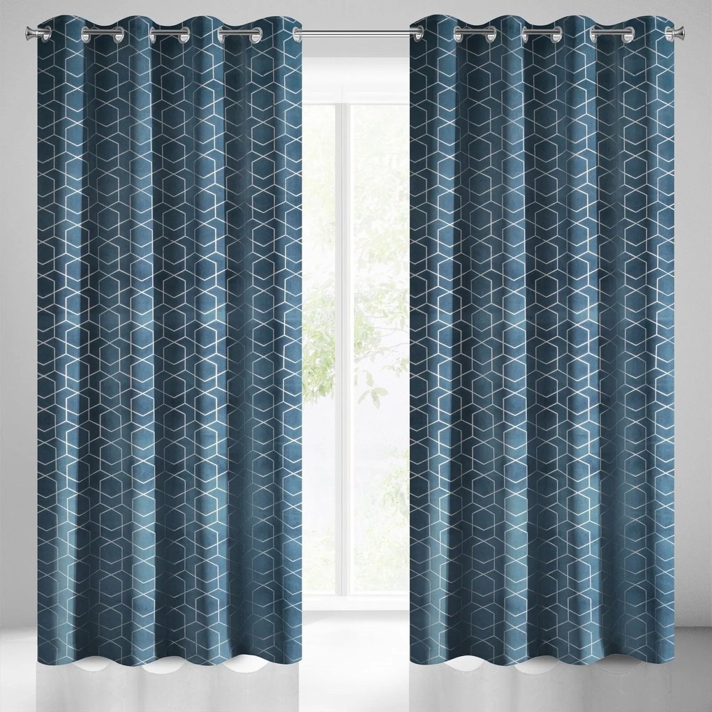 ZATEMŇOVACÍ ZÁVES NA KRÚŽKOCH MANDI 135X250 CM MODRÁ