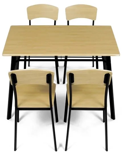 Autronic BONTEC Jedálenský set so 4 stoličkami, 110x70x76cm, mdf, dub, AUT-O2222 OAK Farba: Prírodné