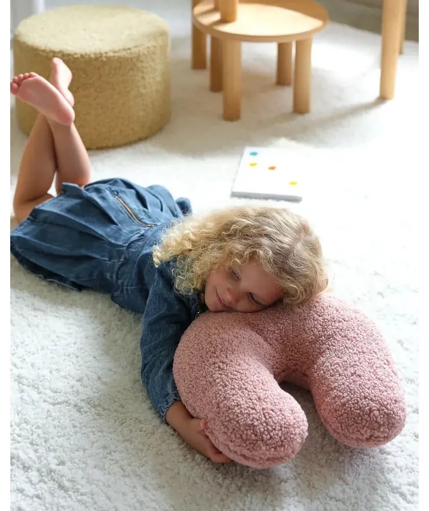 Ružový detský pohovkový vankúš z textílie buklé U – Wigiwama