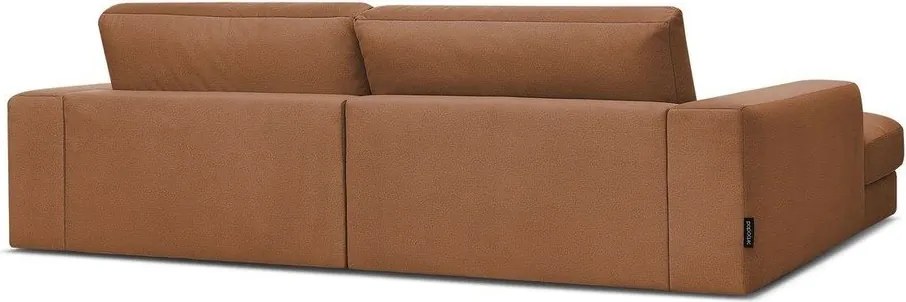 Oranžová zamatová rohová pohovka (ľavý roh/s leňoškou) Sierra – Bobochic Paris