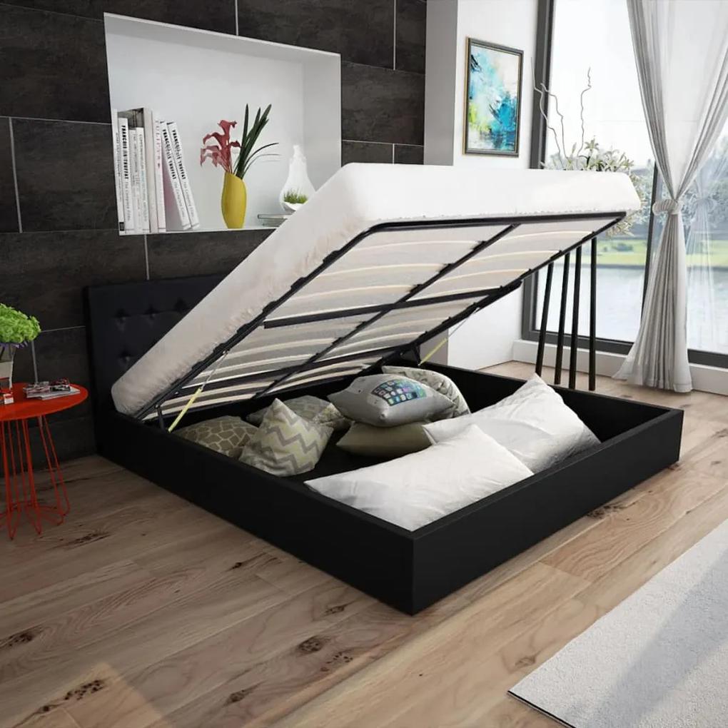 vidaXL Čierna posteľ z umelej kože s úložným priestorom 140 cm