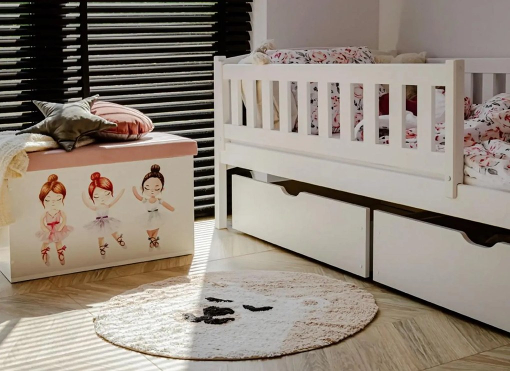 Detská posteľ z masívu borovice so šuplíkmi GANDALF - 200x90 cm - BIELA