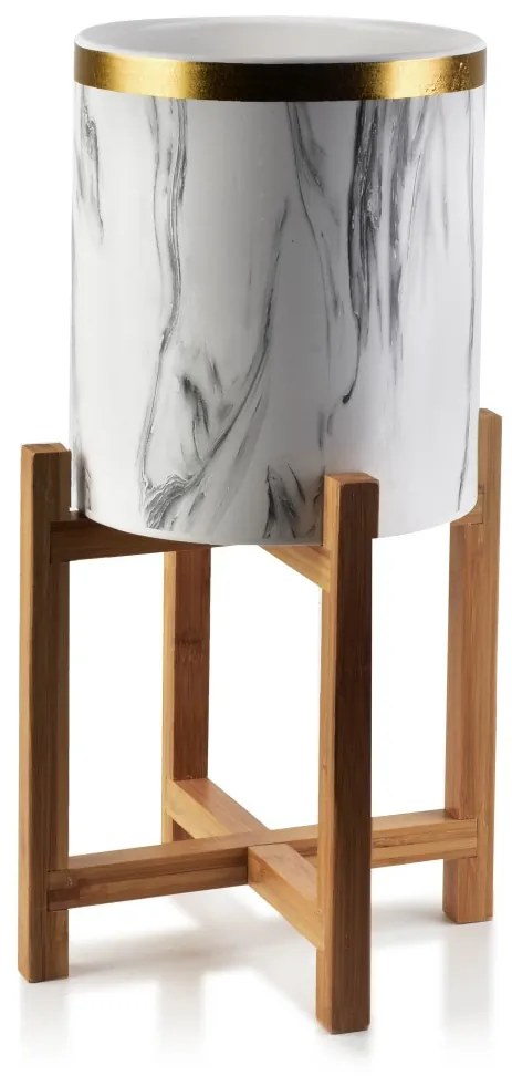 Kvetináč na stojane Ava I biely so vzorom