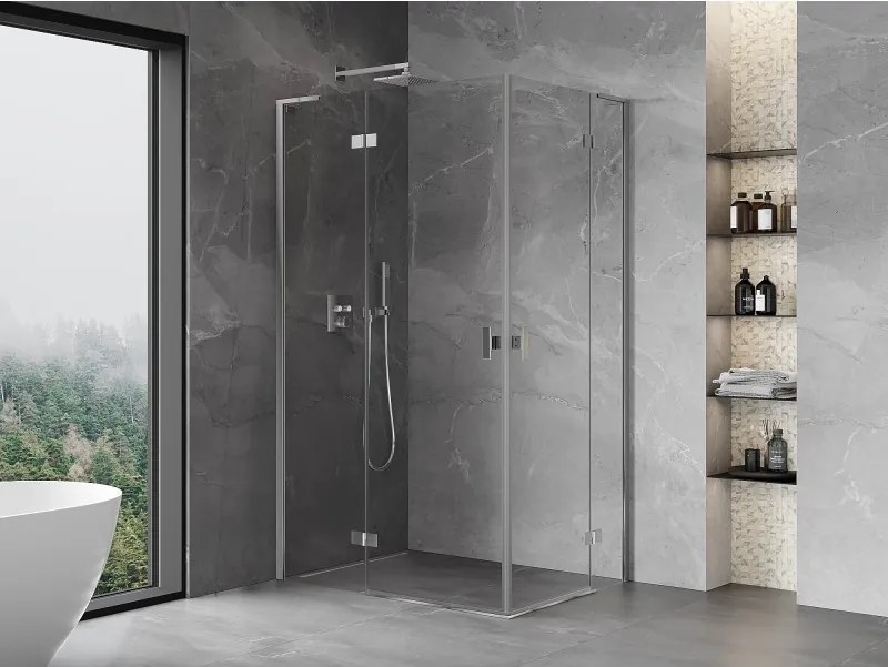 Mexen Mist-H L Duo, 2-krídlový sprchový kút 120 x 105 cm, číre sklo, chrómový profil, 8A5L-120L-105P-01-00