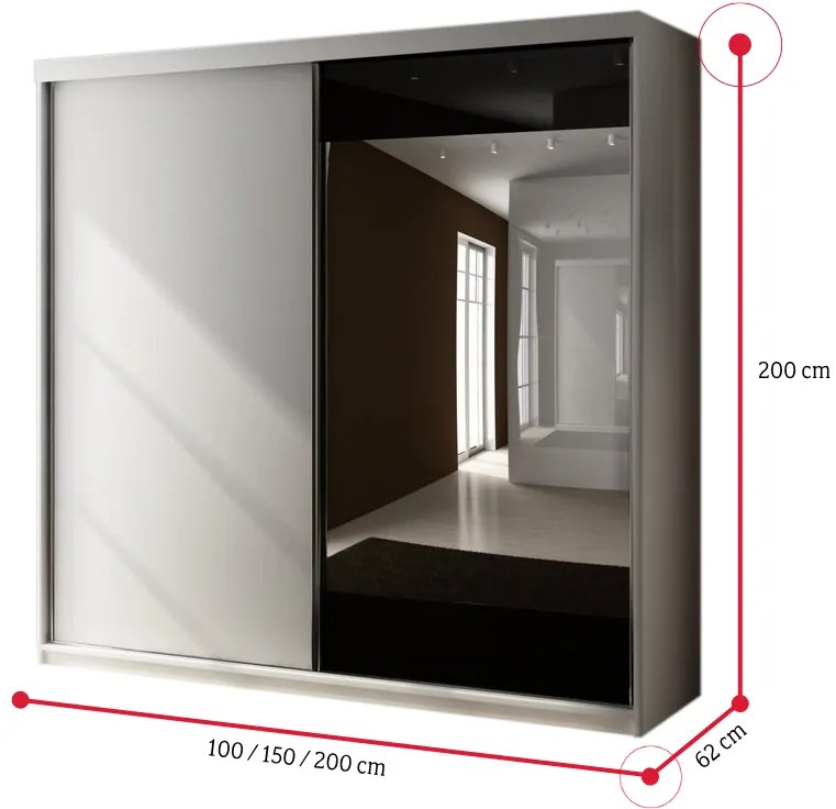 Posuvná skriňa TALIA 33, 250x200x62 + nadstavec, 250x45x62, biela