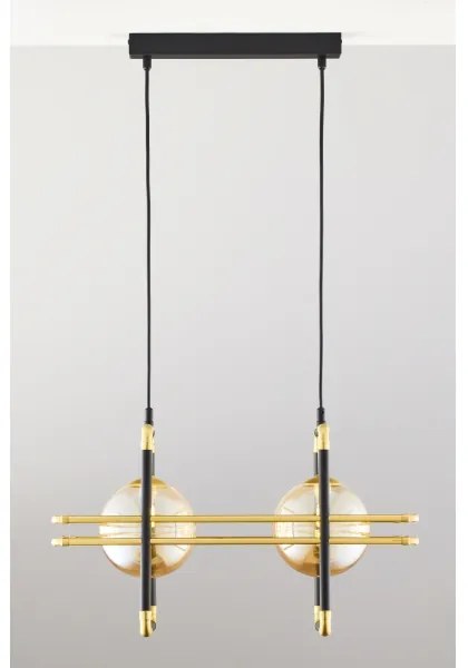 Jupiter 2026 - Luster na lanku FIORI 2xG9/10W/230V čierna/zlatá/béžová