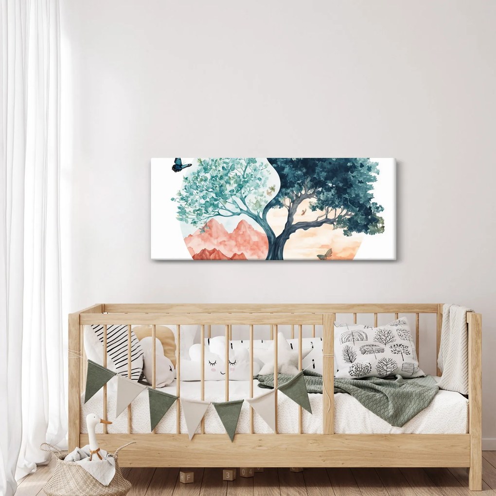 Obraz – Akvarelový strom plný života (120x50 cm)