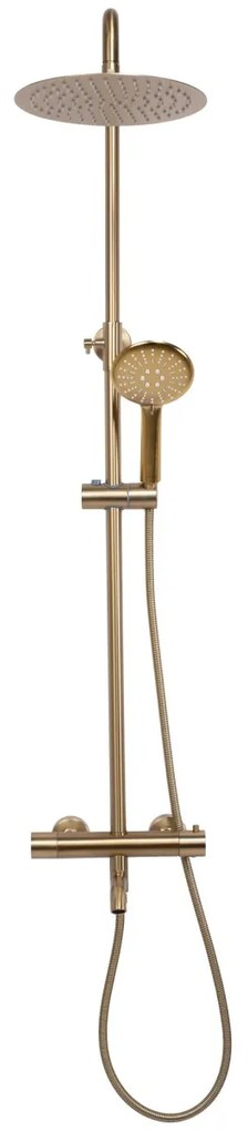 Sprchový set s termostatom Rea Lungo zlatý - vaňová batéria, dažďová a ručná sprcha