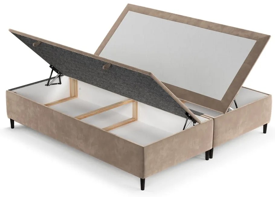 Béžová čalúnená dvojlôžková posteľ s úložným priestorom 180x200 cm Tate – Maison de Rêve