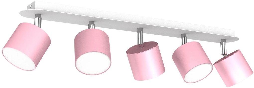 Bodové svietidlo Dixie, 5x ružové kovové tienidlo, w/ch