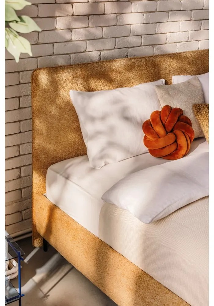 Čalúnená dvojlôžková posteľ s roštom 180x200 cm v horčicovej farbe Noira Slim – Bonami Selection
