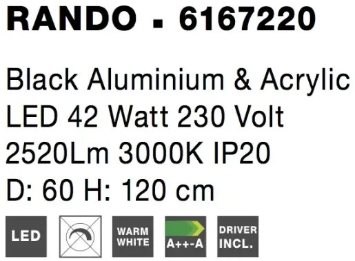 Moderný luster Rando 60 3000K čierne