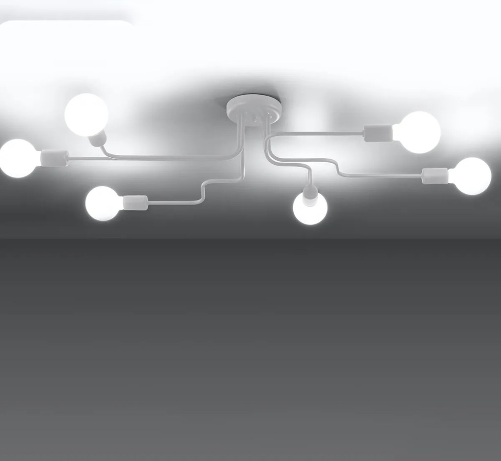 Stropné svietidlo Vector 6, biele telo svietidla