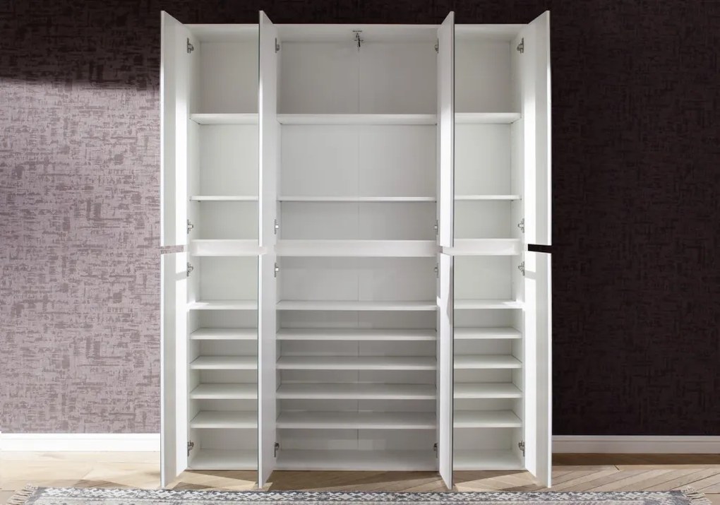 Zrkadlová viacúčelová skriňa s policami Mirror, 37 cm, biela