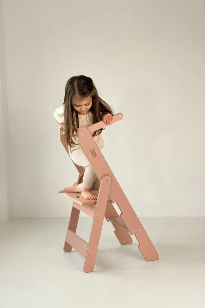Učiaca montessori detská veža skladacia ružová