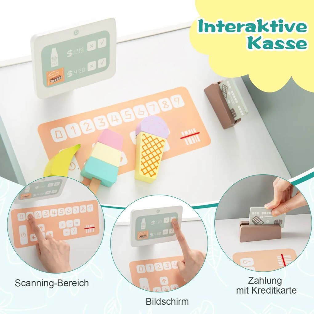 Nakúpte 30 kusov. Drevená predajňa s automatom a pokladňou a kávovarom