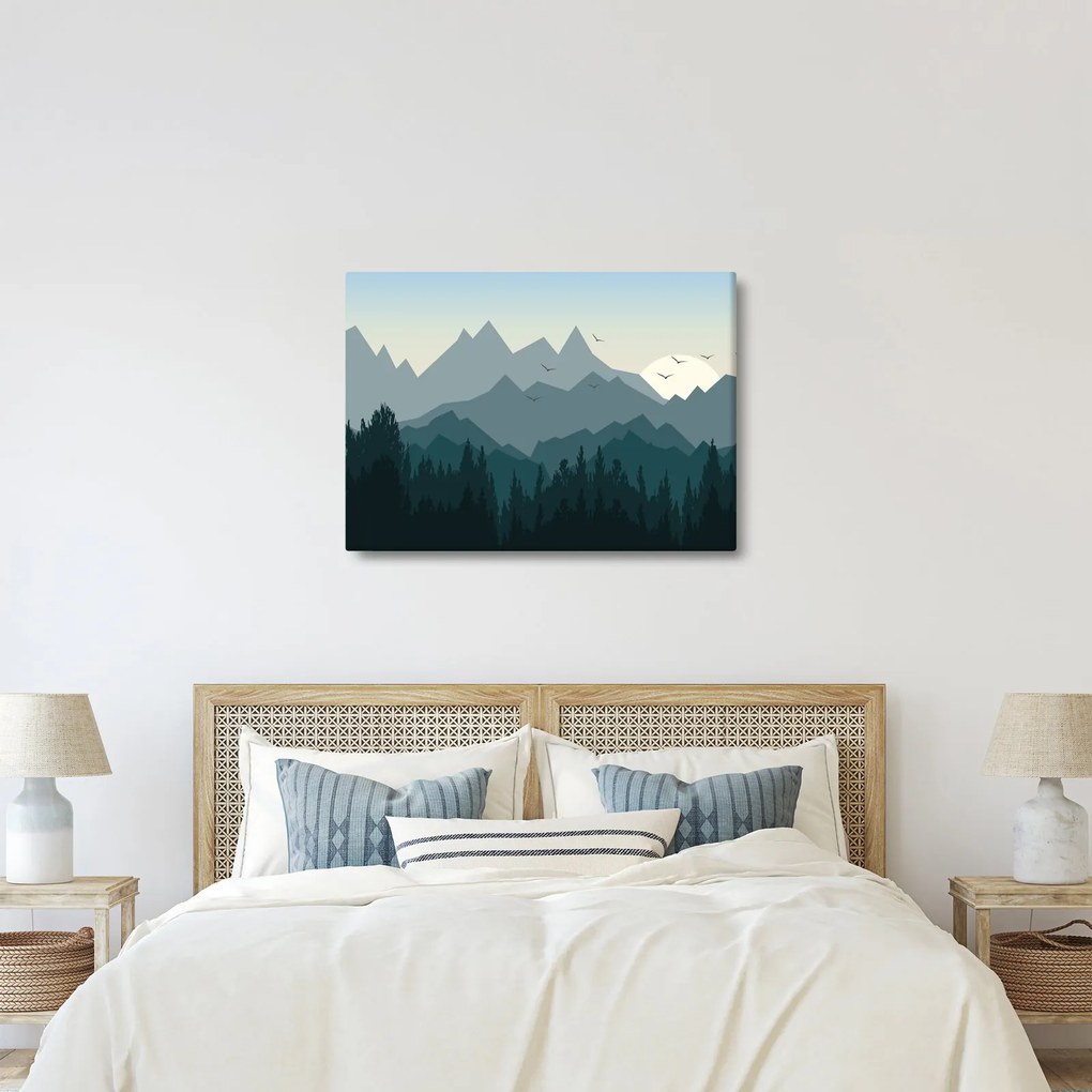 Obraz - Hory pohľadom grafika (70x50 cm)