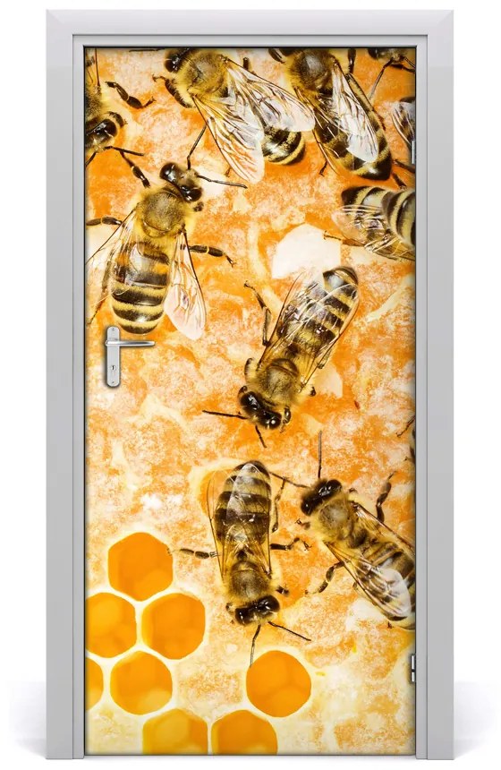 Samolepiace fototapety na dvere pracujúci včely 85x205 cm