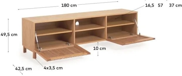 TV stolík v dekore duba v prírodnej farbe 180x50 cm Beyla – Kave Home