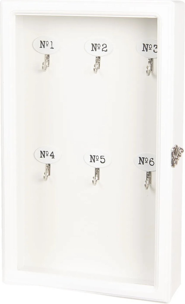 Biela drevená skrinka na kľúče - 24 * 7 * 38 cm