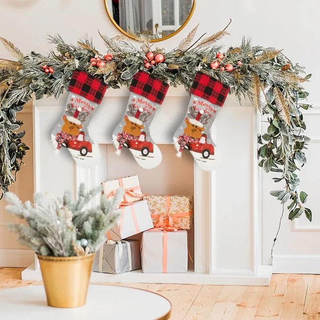 Vianočná dekorácia RENNE 2 svetlosivá / červená