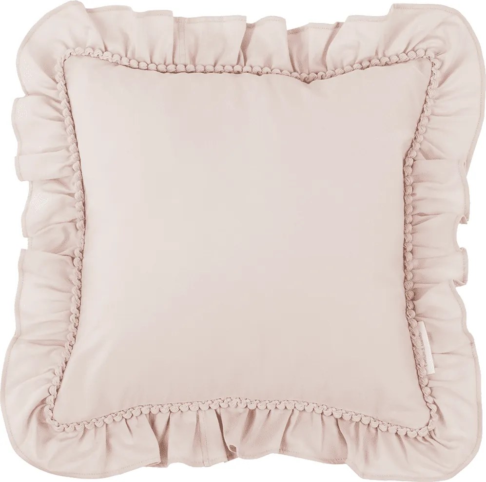 Boho vankúš s volánom a bublinkami púdrovo ružová 40x40cm