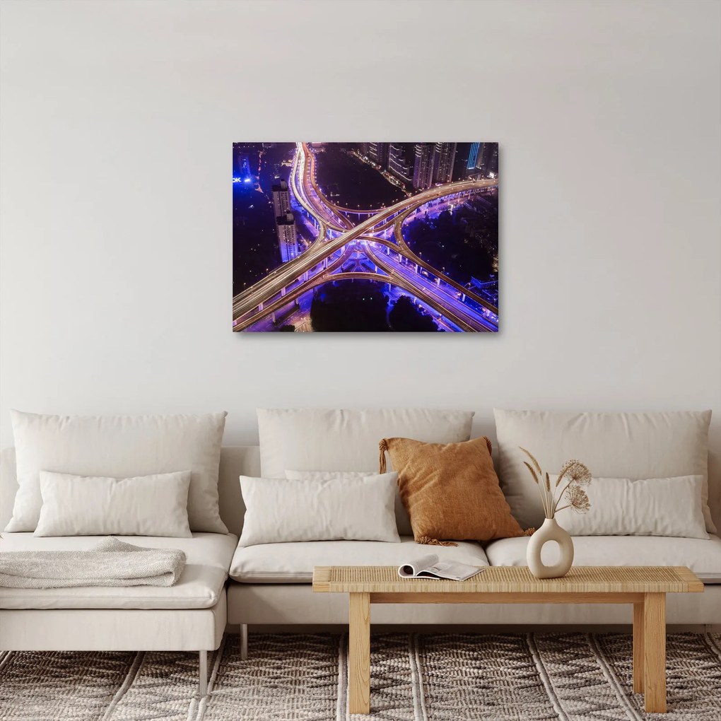 Obraz veľké križovatky v noci (70x50 cm)