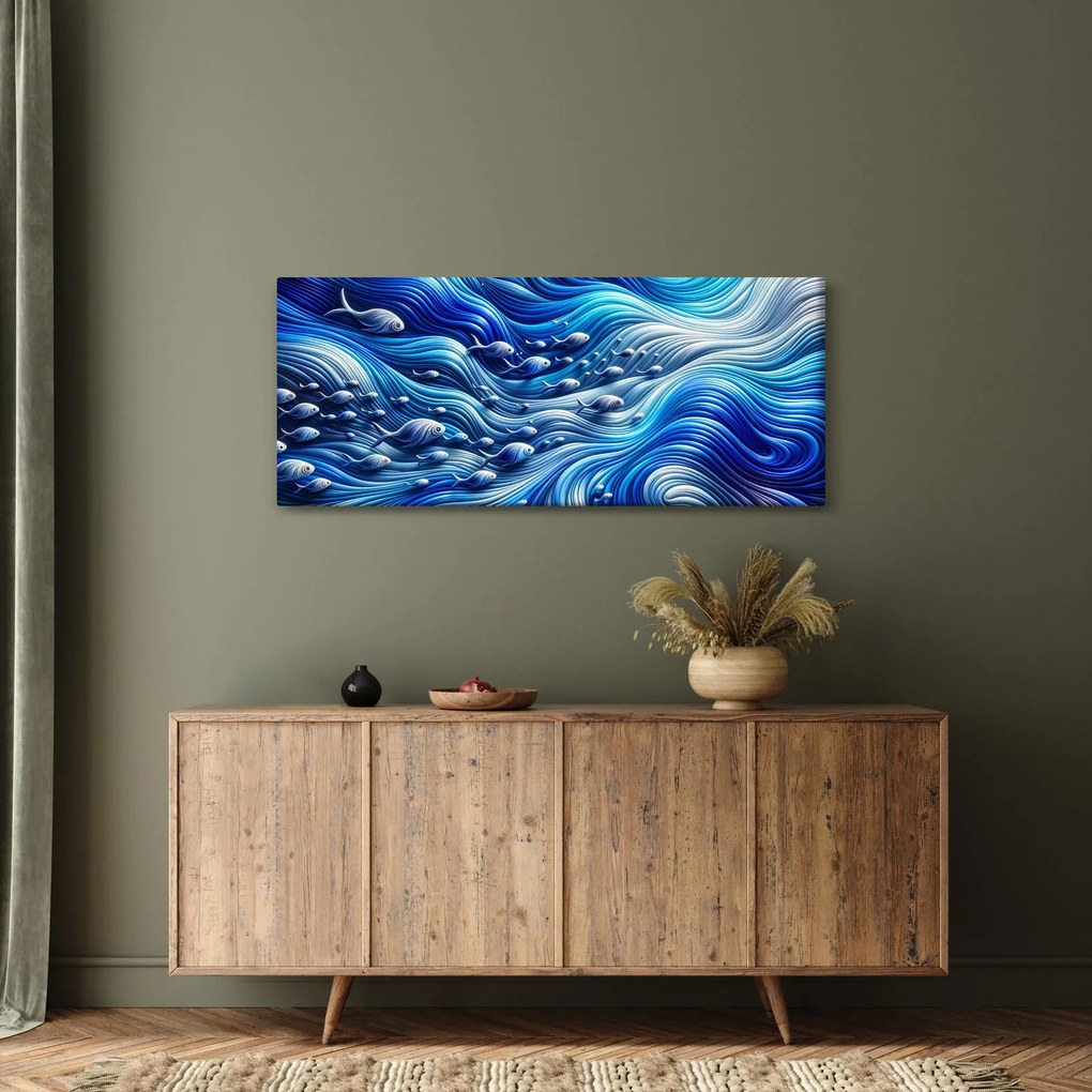 Obraz – Ryby vo vlnách (120x50 cm)