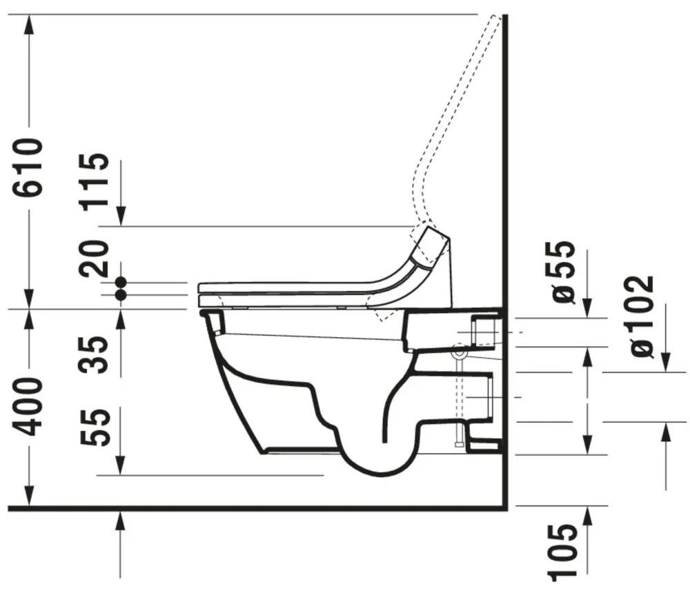 DURAVIT Darling New závesné WC s hlbokým splachovaním, 370 x 625 mm, biela, s povrchom HygieneGlaze, 2544092000
