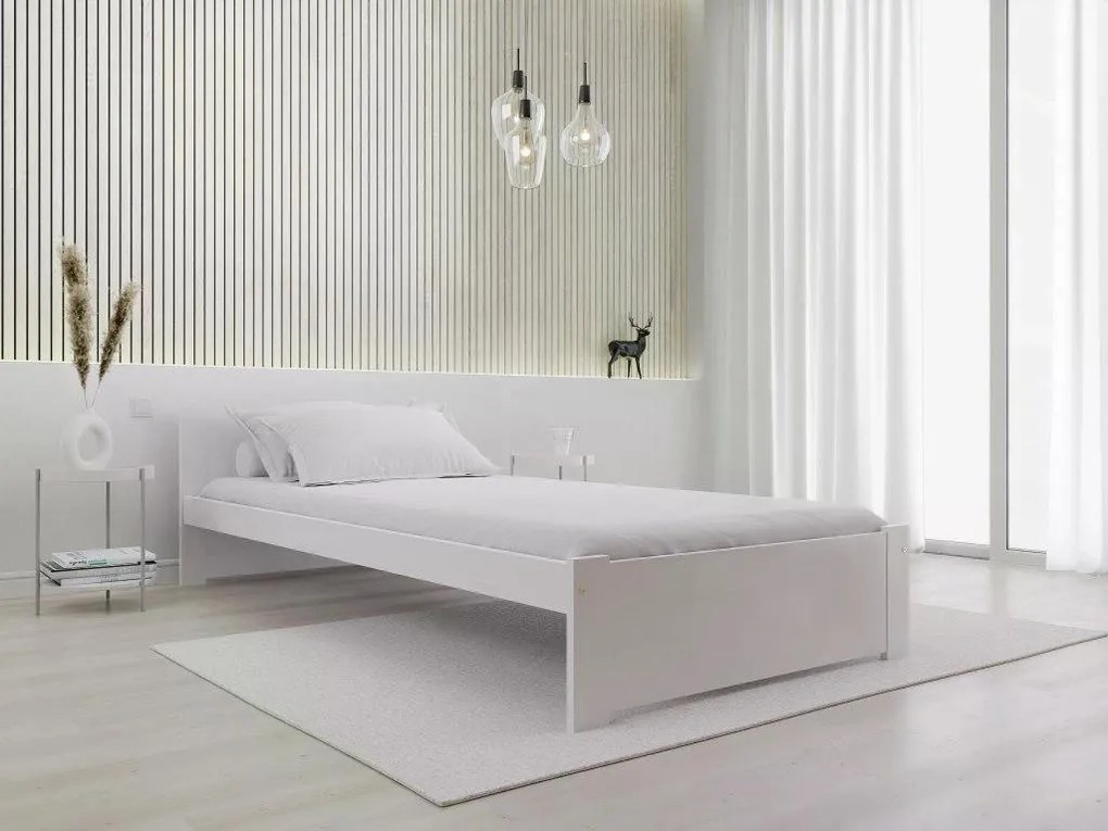 Posteľ IKAROS 80 x 200 cm, biela Rošt: Bez roštu, Matrac: Matrac DELUXE 10 cm