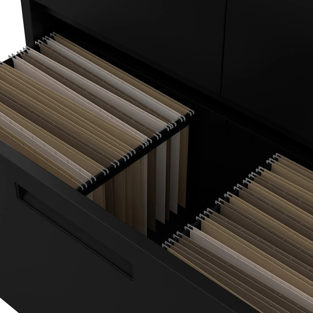 Kovová skriňa MEGAN – čierna, zásuvka na dokumenty, 195 cm