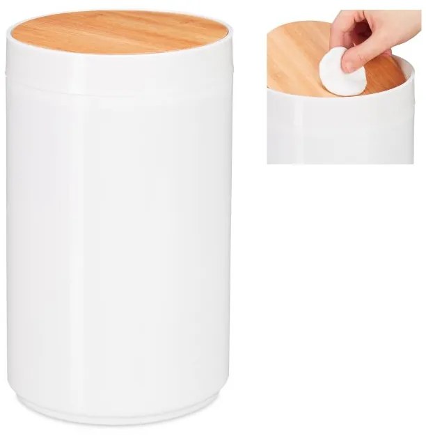 Kozmetický kôš s bambusovým výklopným vekom, RD7729 biely