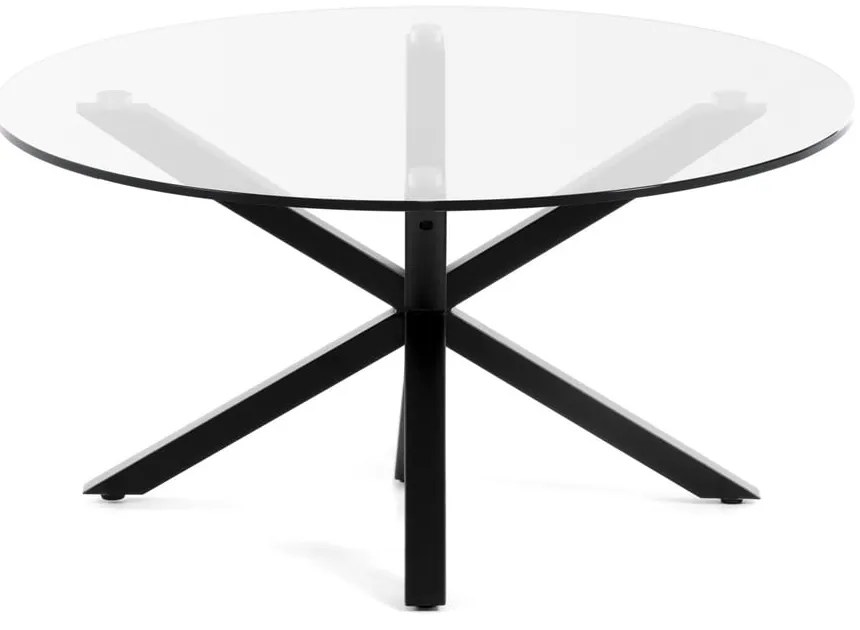 Čierny okrúhly konferenčný stolík so sklenenou doskou ø 82 cm Argo – Kave Home