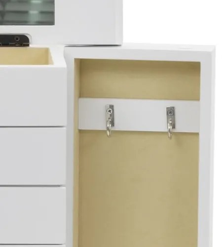 vidaXL Skrinka na šperky so zrkadlom, MDF, 25 x 13,5 x 34 cm-