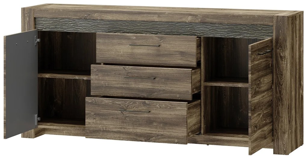 Komoda Belveder 46 178 cm s LED osvětlením dub Stirling
