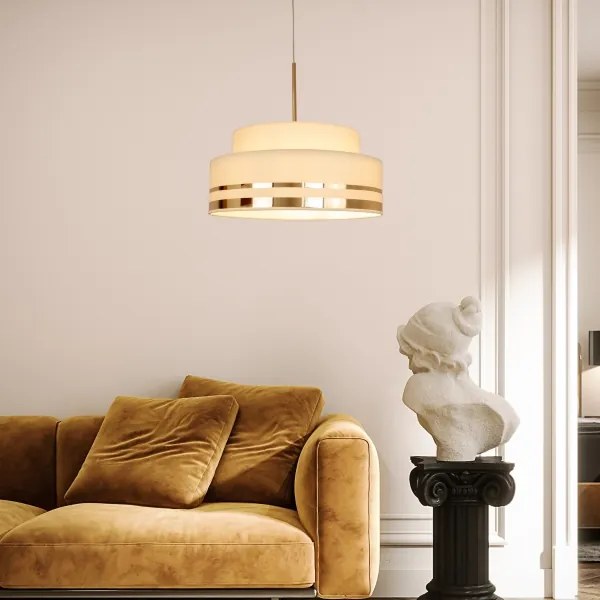 Luster na lanku TAMI 1xE27/60W/230V pr. 40 cm béžová/zlatá