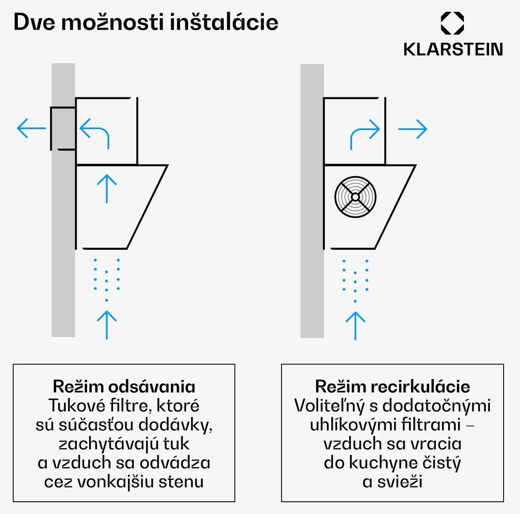 Klarstein Eleonora 60, digestor, 60 cm, nastenný, 424 m³/h, dotykový panel, LED, A++, čierny